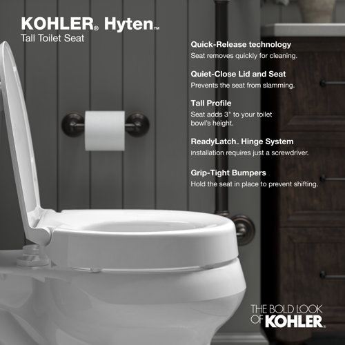 Kohler Hyten Elevated Toilet Seat with QuietClose Lid and Seat and